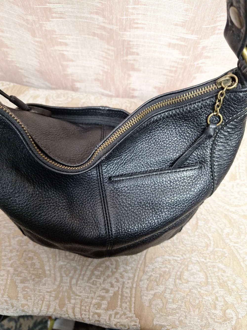 The Sak Black Pebbled Leather Hobo Shoulder Bag